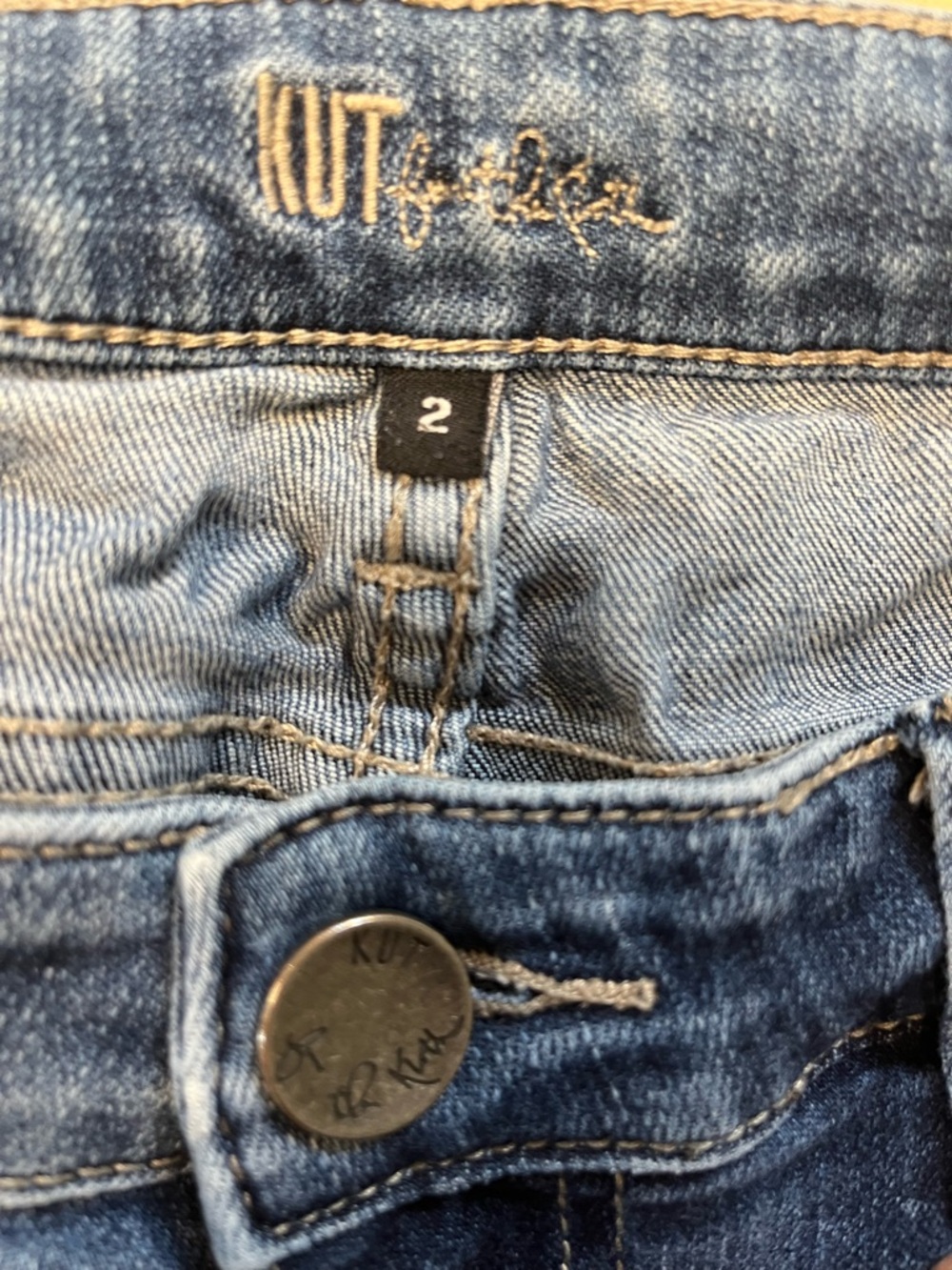 Kut from the Kloth Distressed Light and Medium Blue Stretch Jeans